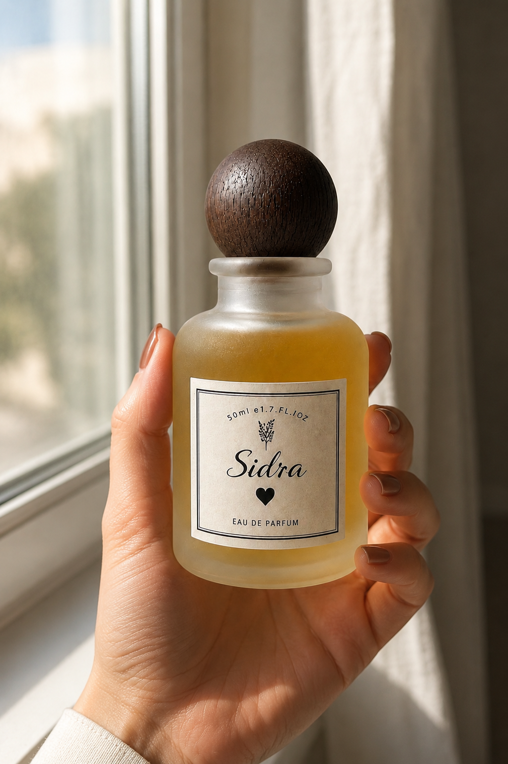 Bloograna Perfumes Sidra floral woody unisex perfume bottle, 50ml, with elegant design and floral notes.
