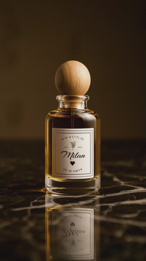 Blooming Milan perfume by Bloograna Perfumes, elegant glass bottle with floral and citrus