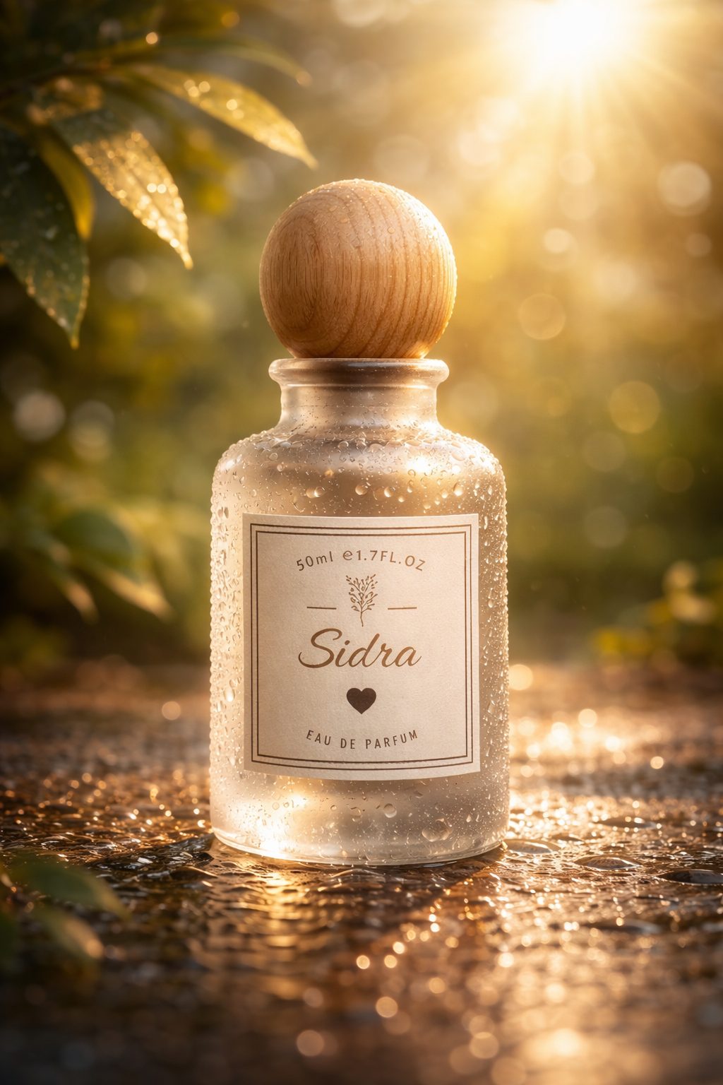 Sidra perfume bottle by Bloograna Perfumes with elegant glass design and silver cap, displayed on a neutral background